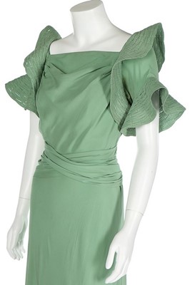 Lot 69 - A Jeanne Lanvin couture pale green silk crêpe...