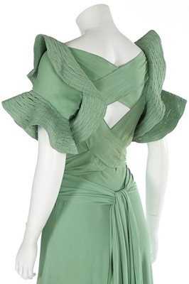 Lot 69 - A Jeanne Lanvin couture pale green silk crêpe...