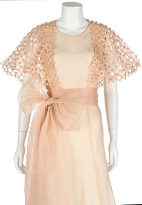 Lot 71 - A Jeanne Lanvin couture pink organza evening...