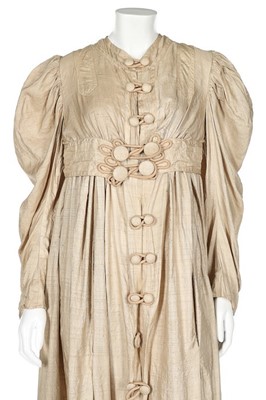 Lot 2 - A raw silk house coat, circa 1910, with...
