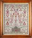 Lot 66 - An embroidered house sampler, by Margaret...