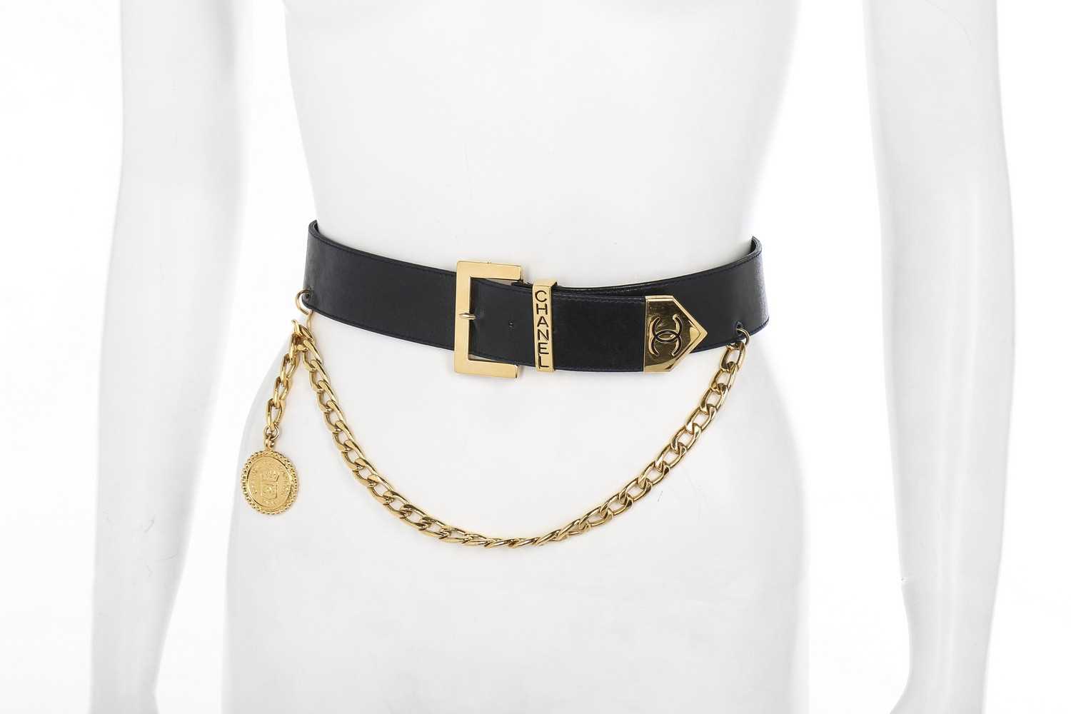 Lot 6 - A Chanel leather belt, early 1990s, stamped to...