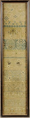 Lot 51 - An embroidered long sampler, English, circa...