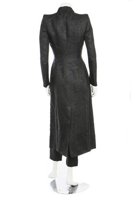 Lot 96 - A black damask silk coat and trousers, 'L'cole...