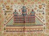 Lot 10 - `Solomon's temple' a wool embroidered sampler...
