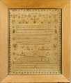 Lot 2 - A large embroidered sampler `Solomon's Temple',...
