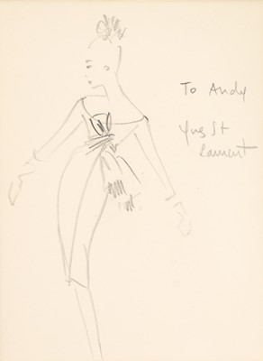 Lot 218 - An Yves Saint Laurent fashion sketch, late...