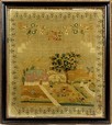 Lot 33 - An embroidered pictorial sampler by Mary Ann...