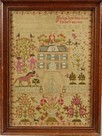 Lot 34 - An embroidered house sampler by Helen Scarlett,...