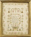 Lot 36 - An embroidered sampler by Elizabeth Etshes Fay,...