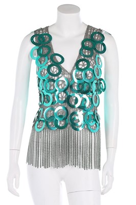 Lot 222 - A Loris Azzaro silver crochet waistcoat...