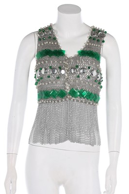 Lot 223 - A Loris Azzaro embellished silver crochet...