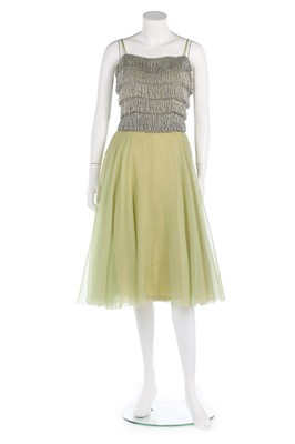 Lot 235 - A Christian Dior London chartreuse chiffon and...