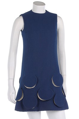 Lot 237 - A Pierre Cardin navy wool crêpe mini dress,...