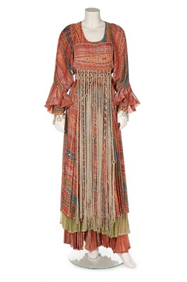 Lot 249 - A good Bill Gibb printed lurex hippy peasant...