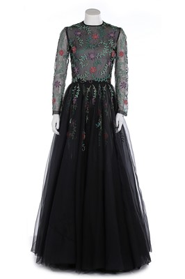 Lot 251 - A Hardy Amies couture black cigaline ball gown,...