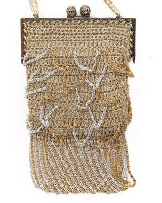 Lot 34 - A Loris Azzaro gold crochet and chain fringed...