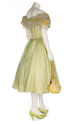 Lot 43 - A bespoke embellished lime-green organza dress,...