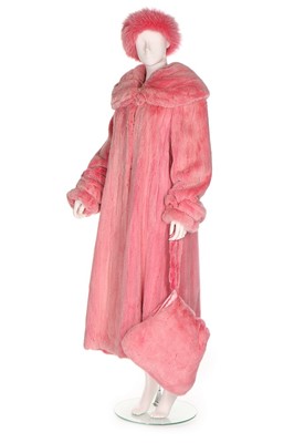 Lot 61 - A bubblegum-pink mink coat, probably 1990s,...