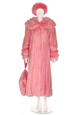 Lot 61 - A bubblegum-pink mink coat, probably 1990s,...