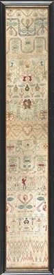 Lot 32 - An exceptionally long band sampler by Margaret...