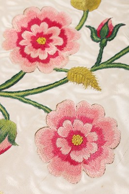 Lot 68 - A fine embroidered satin cover, English,...