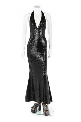 Lot 273 - A Loris Azzaro black sequined halterneck...