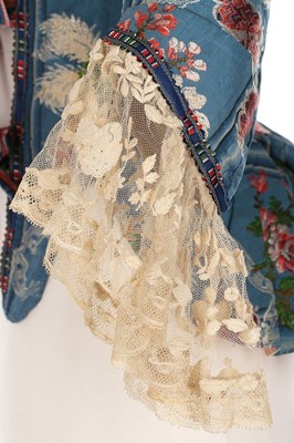 Lot 71 - A caraco bodice of early 1760s brocade, French,...