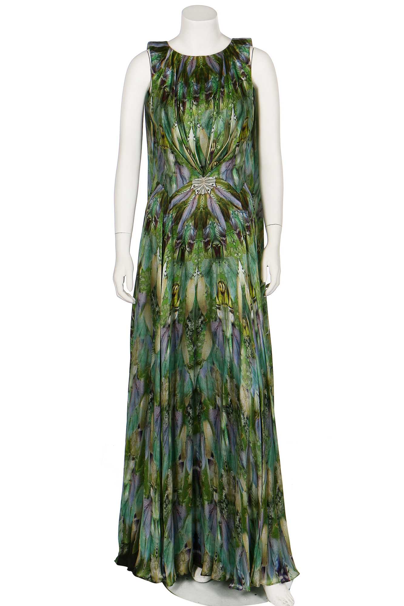 Lot 247 - An Alexander McQueen butterfly-wing print silk evening gown, 'Plato's Atlantis' pre-collection, Spring-Summer 2010