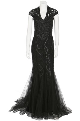 Lot 230 - A good Ralph Lauren black tulle evening gown with fishtail hem, Autumn-Winter 2002 ready-to-wear