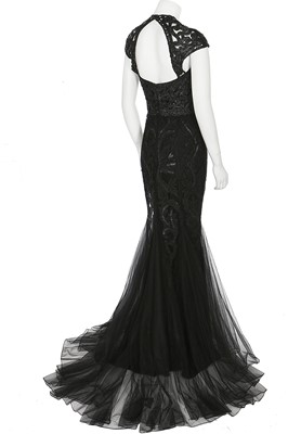 Lot 230 - A good Ralph Lauren black tulle evening gown with fishtail hem, Autumn-Winter 2002 ready-to-wear