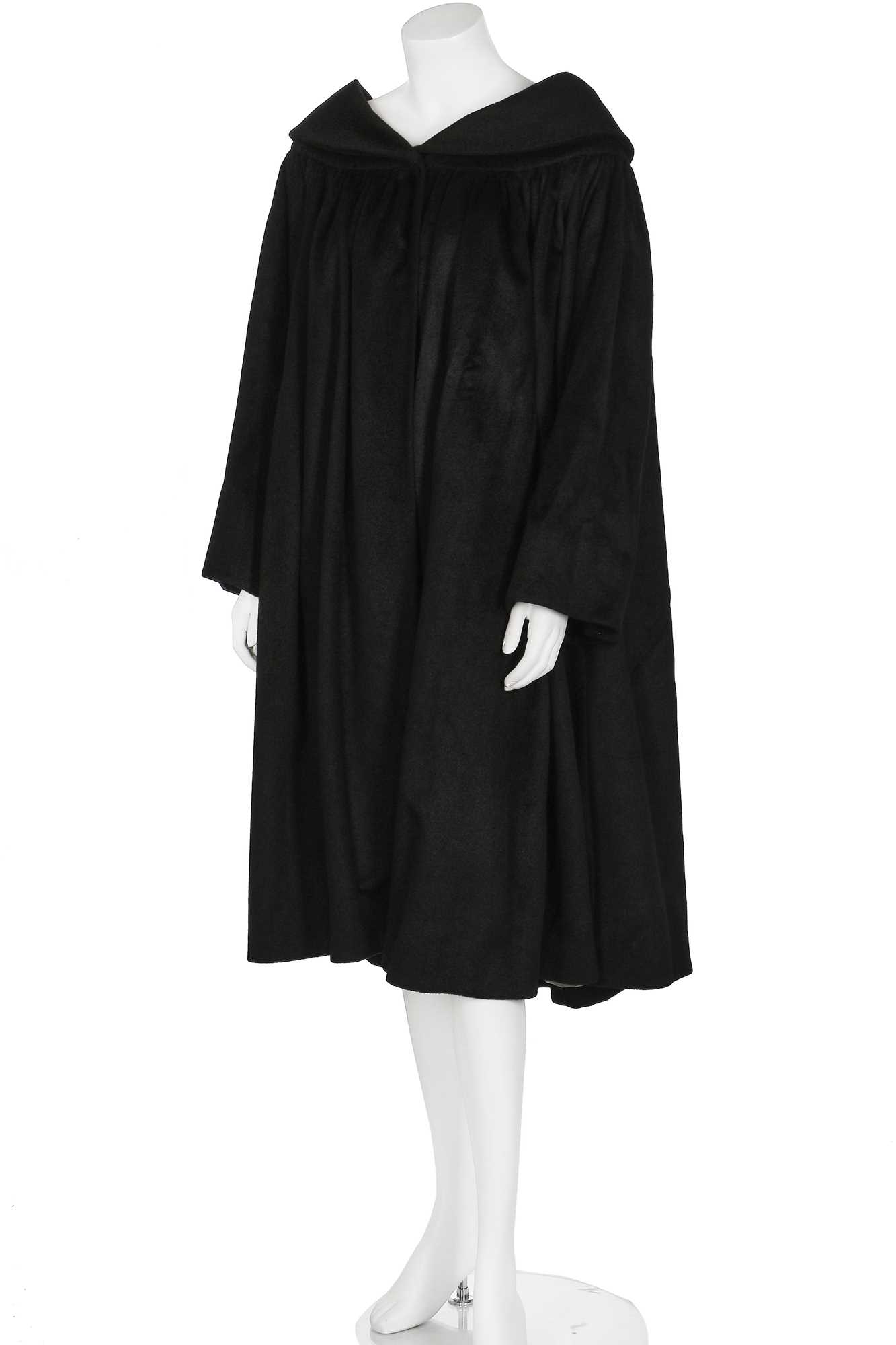 Lot 95 - A Balenciaga black cashmere evening coat, Autumn-Winter 1951