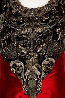 Lot 249 - An Alexander McQueen embroidered scarlet satin dress, 'Angels & Demons' collection, Autumn-Winter 2010-11