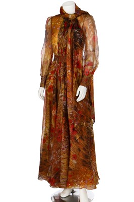 Lot 167 - A Valentino Garavani couture printed organza evening gown, circa 1975