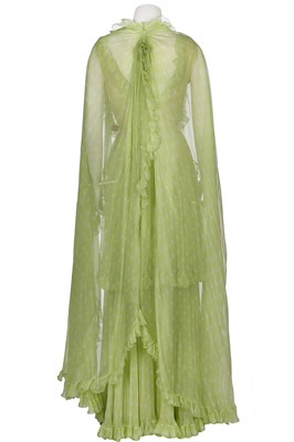 Lot 166 - A Valentino Garavani couture lime chiffon polka-dot dress, 1972
