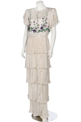 Lot 179 - A Valentino Garavani couture sequined ivory silk evening gown, circa 1983