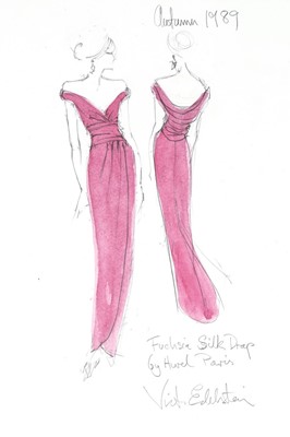 Lot 185 - Two Victor Edelstein fashion sketches for...