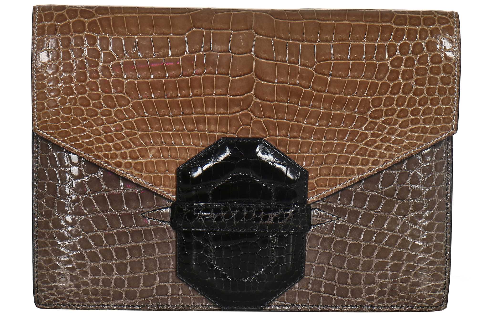 Lot 6 - A J.P Renard tri-colour crocodile clutch, early 1970s