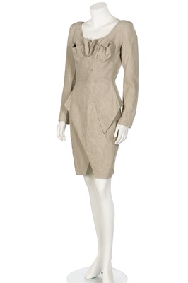Lot 190 - A rare John Galliano linen 'Scissor-Pleat' dress, Fallen Angels collection, Spring-Summer 1986