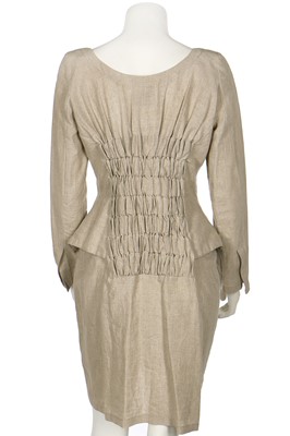 Lot 190 - A rare John Galliano linen 'Scissor-Pleat' dress, Fallen Angels collection, Spring-Summer 1986