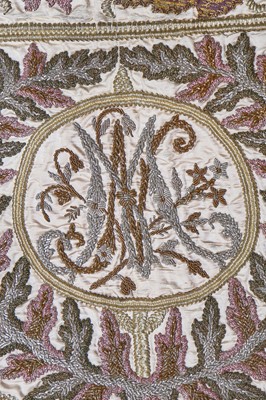 Lot 400 - A good embroidered satin Mehrab panel, Turkish, Ottoman, circa 1900