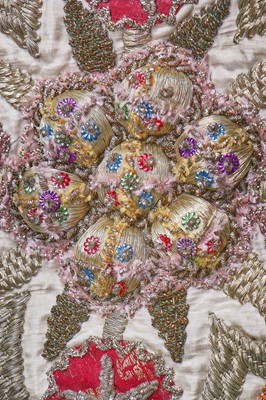 Lot 400 - A good embroidered satin Mehrab panel, Turkish, Ottoman, circa 1900