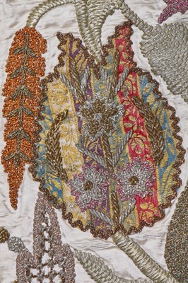 Lot 400 - A good embroidered satin Mehrab panel, Turkish, Ottoman, circa 1900