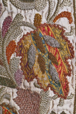 Lot 400 - A good embroidered satin Mehrab panel, Turkish, Ottoman, circa 1900