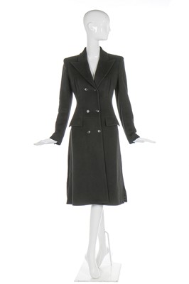 Lot 10 - Alexander McQueen black cashmere coat, probably 'It's a Jungle Out There' Autumn-Winter 1997-98