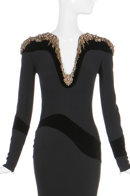Lot 106 - Alexander McQueen by Sarah Burton embellished black crêpe evening gown, Autumn-Winter 2013-14