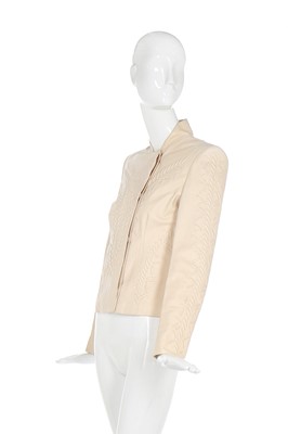 Lot 11 - An Alexander McQueen trapunto-quilted leather jacket, 'Number 13', Spring-Summer 1999
