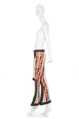 Lot 14 - Alexander McQueen pair of striped, brocaded wool Bumsters, 'The Eye', Spring-Summer 2000