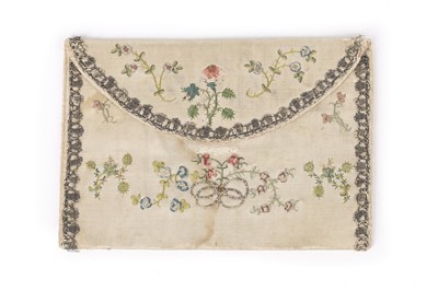 Lot 66 - A ribbon-worked purse, circa 1780, of ivory...