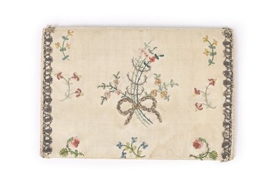 Lot 66 - A ribbon-worked purse, circa 1780, of ivory...